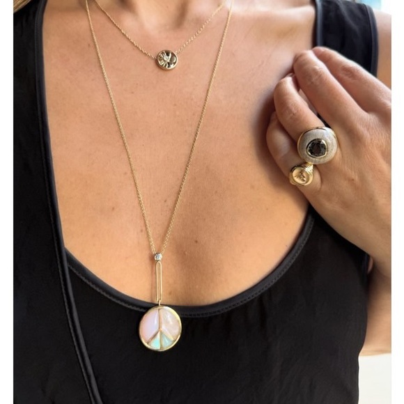 Retrouvai Multi-Stone Peace Sign Necklace - Picture 5 of 5